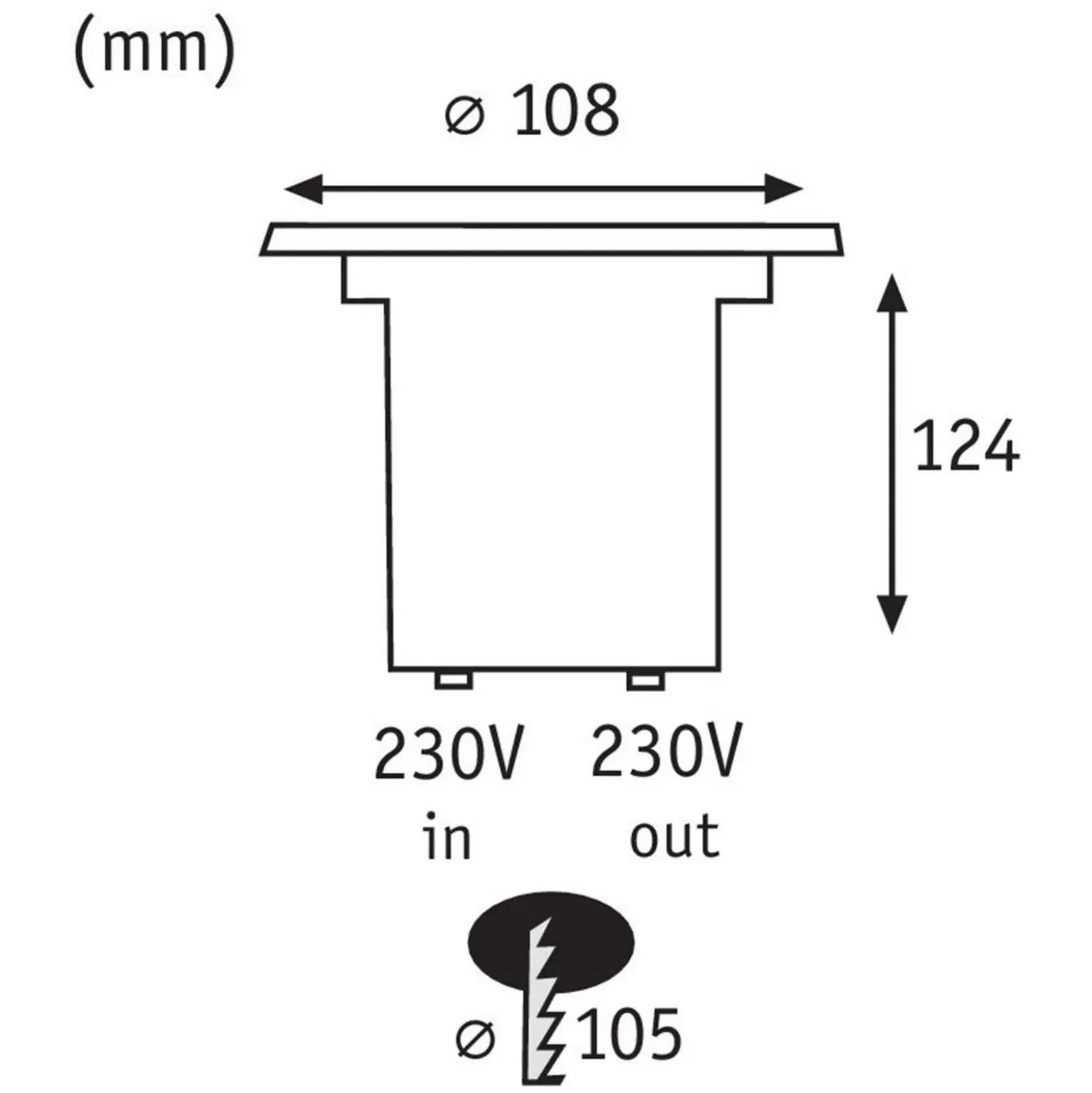 Lámpara de suelo LED empotrable Paulmann Special, IP67, Ø 11 cm