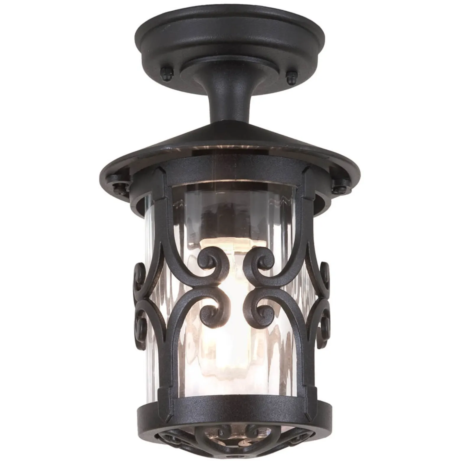Lámpara de techo Hereford, negro/transparente, IP23, cristal/metal