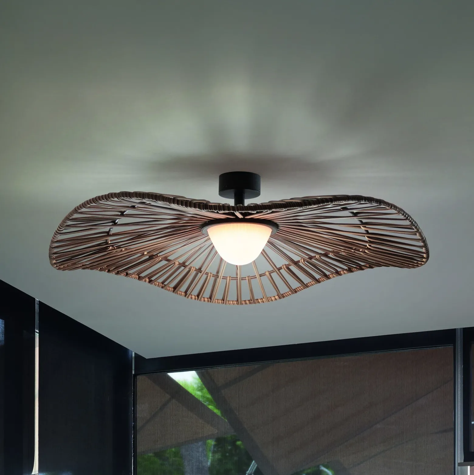 Lámpara de techo LED para exterior «Mediterránia» de Bover, marrón, Ø 105 cm