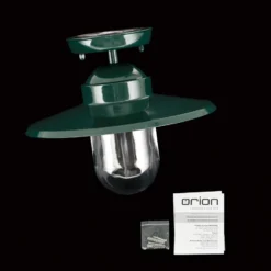 Lámpara de techo para exterior Edward, verde, Ø 27,5 cm, aluminio/vidrio