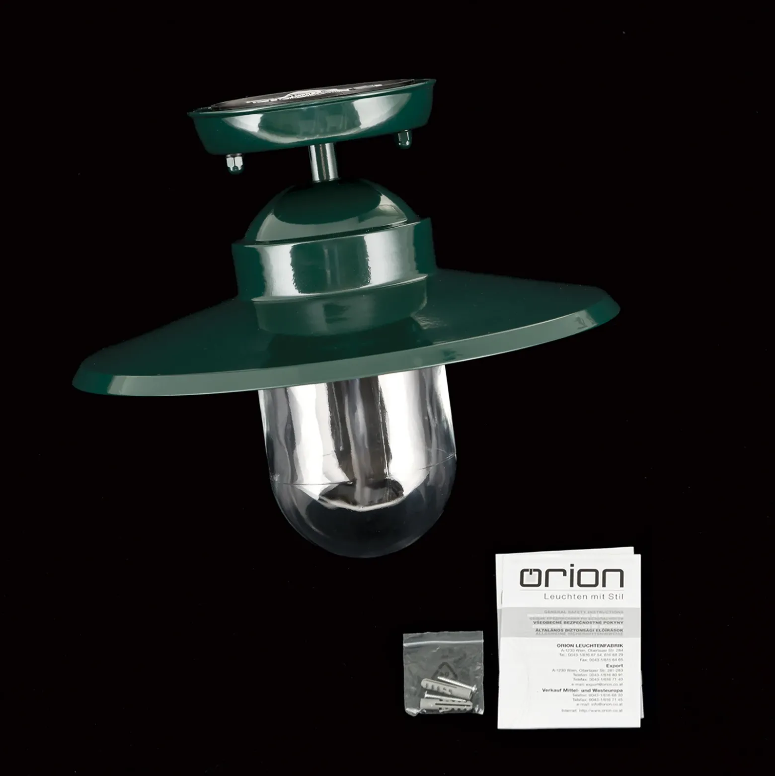 Lámpara de techo para exterior Edward, verde, Ø 27,5 cm, aluminio/vidrio