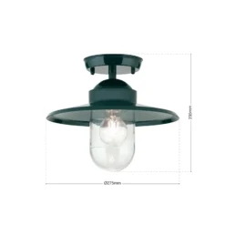 Lámpara de techo para exterior Edward, verde, Ø 27,5 cm, aluminio/vidrio