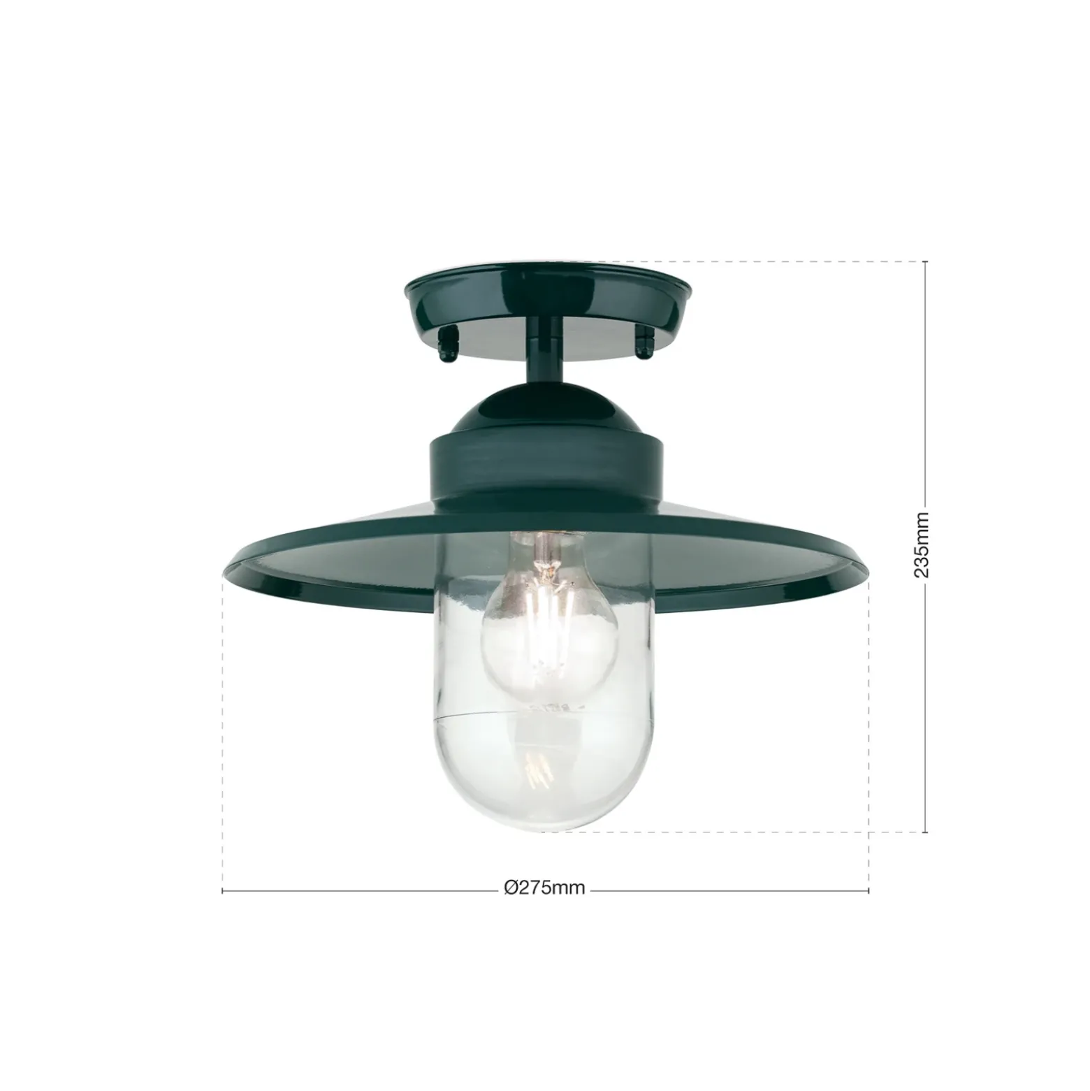 Lámpara de techo para exterior Edward, verde, Ø 27,5 cm, aluminio/vidrio