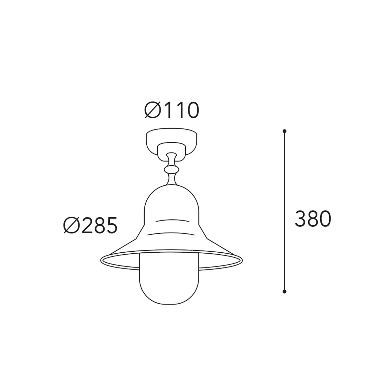 Lámpara de techo para exterior Campanula 2095, latón envejecido, Ø 29 cm IP44