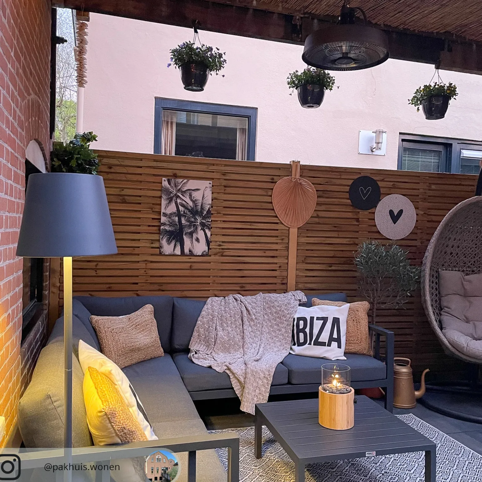 Lámpara de terraza Lucande Andrei, gris, 150cm de altura, IP54, E27