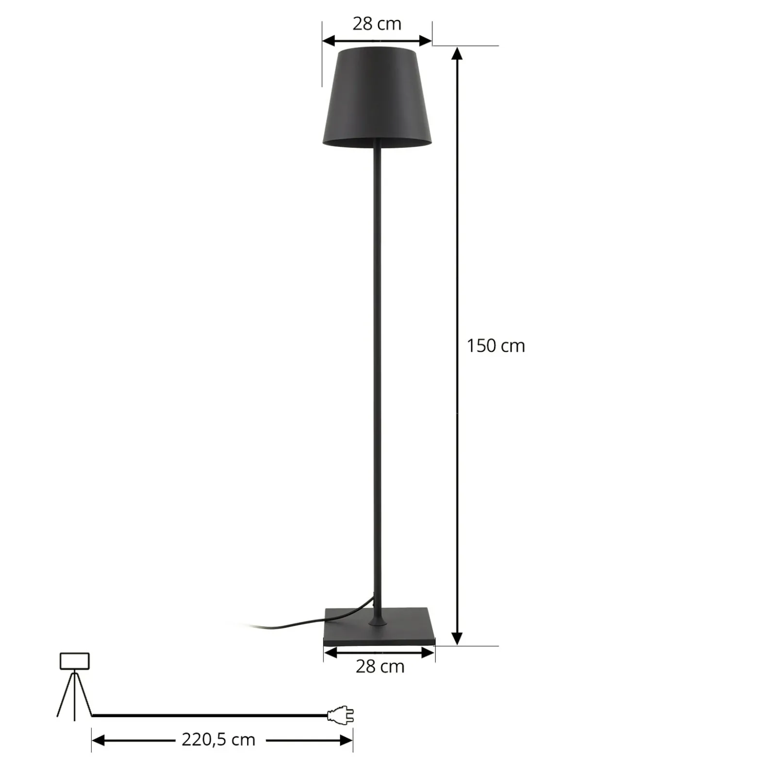 Lámpara de terraza Lucande Andrei, gris, 150cm de altura, IP54, E27