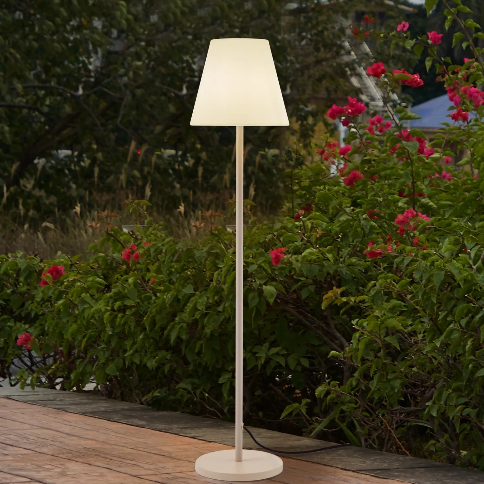 Lámpara de terraza Lucande Jaimy, beige, metal, 150 cm, E27