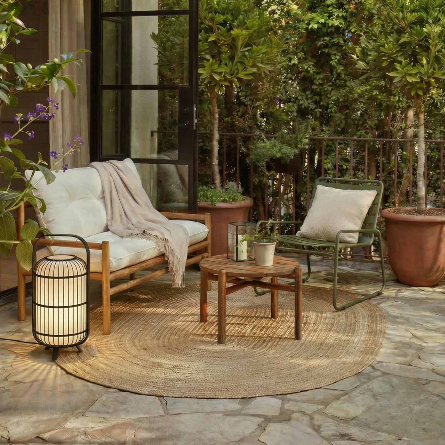 Lámpara de terraza Lucande Tayori, negra, 64 cm, IP44