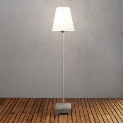 Lámpara de terraza Lucca, gris, altura 130 cm, metal, IP44