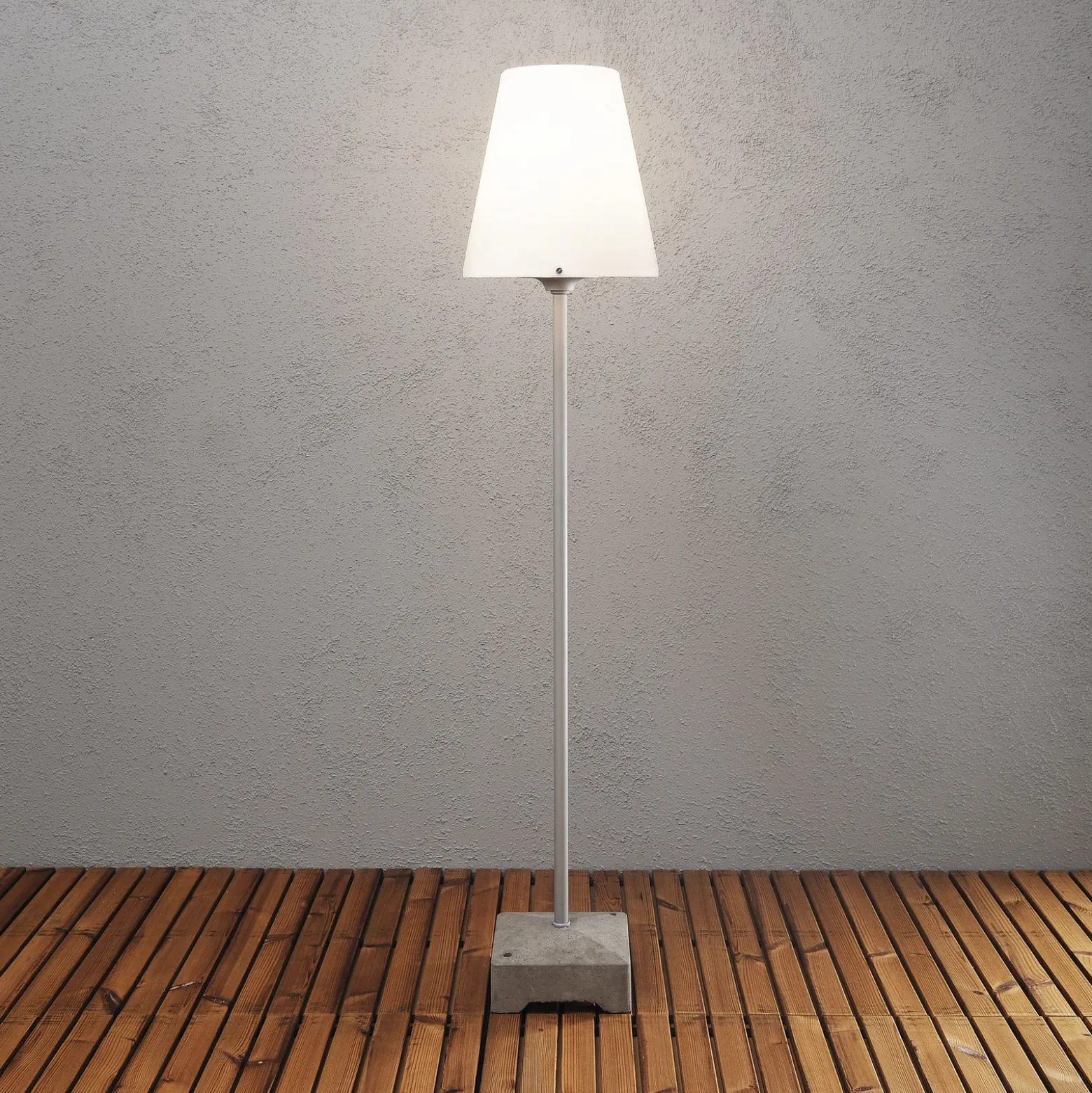 Lámpara de terraza Lucca, gris, altura 130 cm, metal, IP44