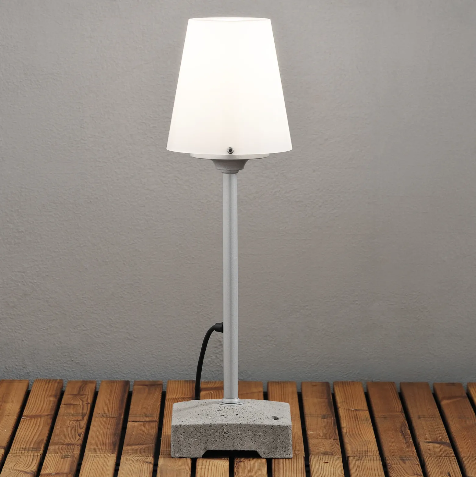 Lámpara de terraza Lucca, gris, altura 59 cm, metal, IP44
