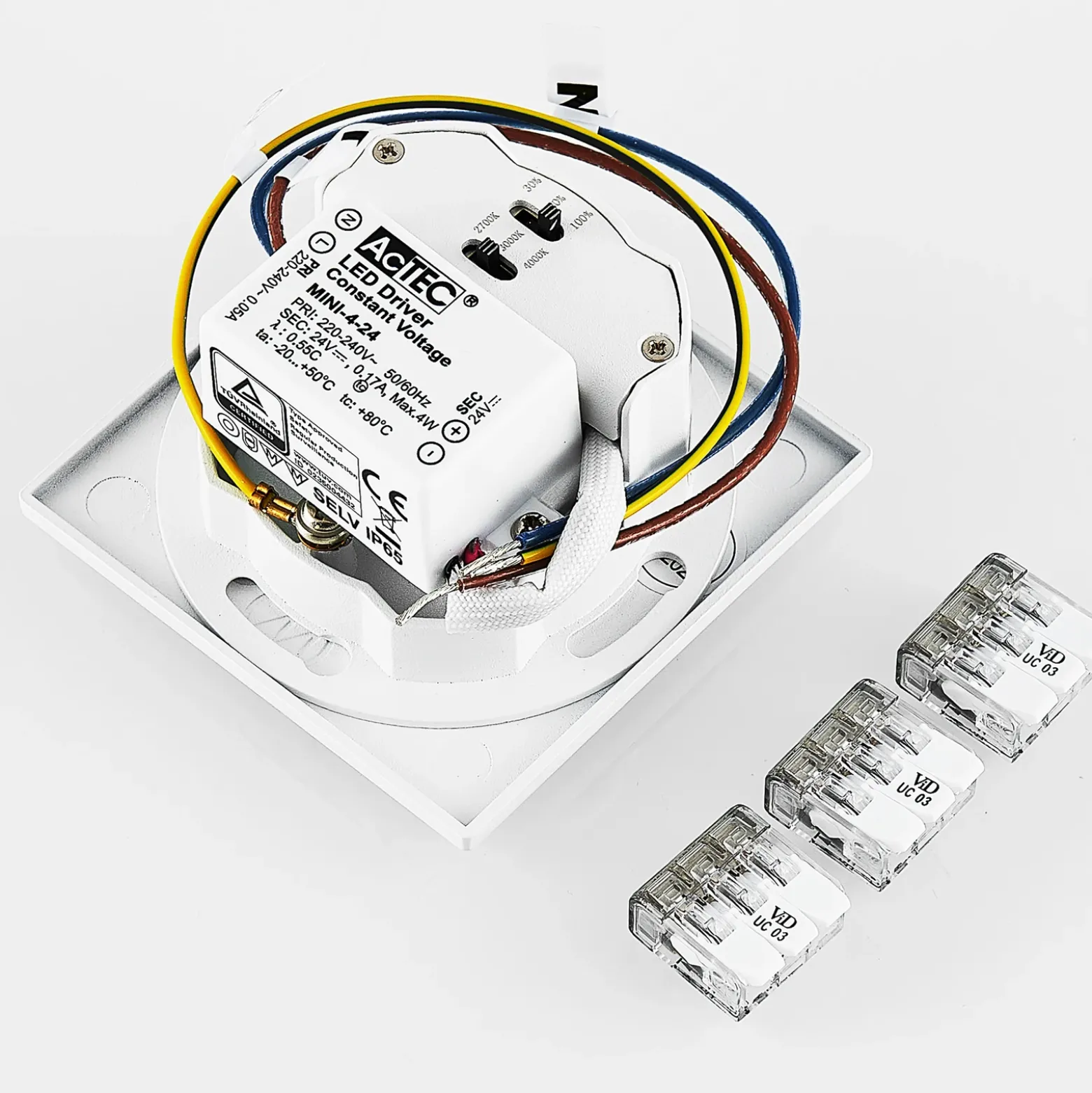 Lámpara empotrable LED Molto Luce Wall 68 R Sina IP44 SQ, blanca, CCT