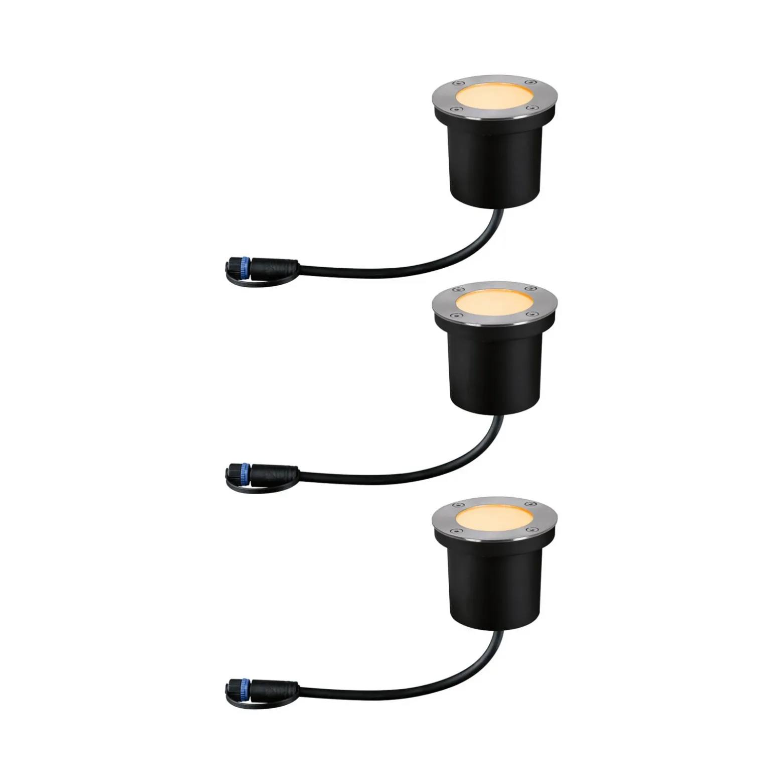 Lámpara empotrable LED Paulmann Plug & Shine, 4,5 W, juego de 3, Ø 10 cm, IP67