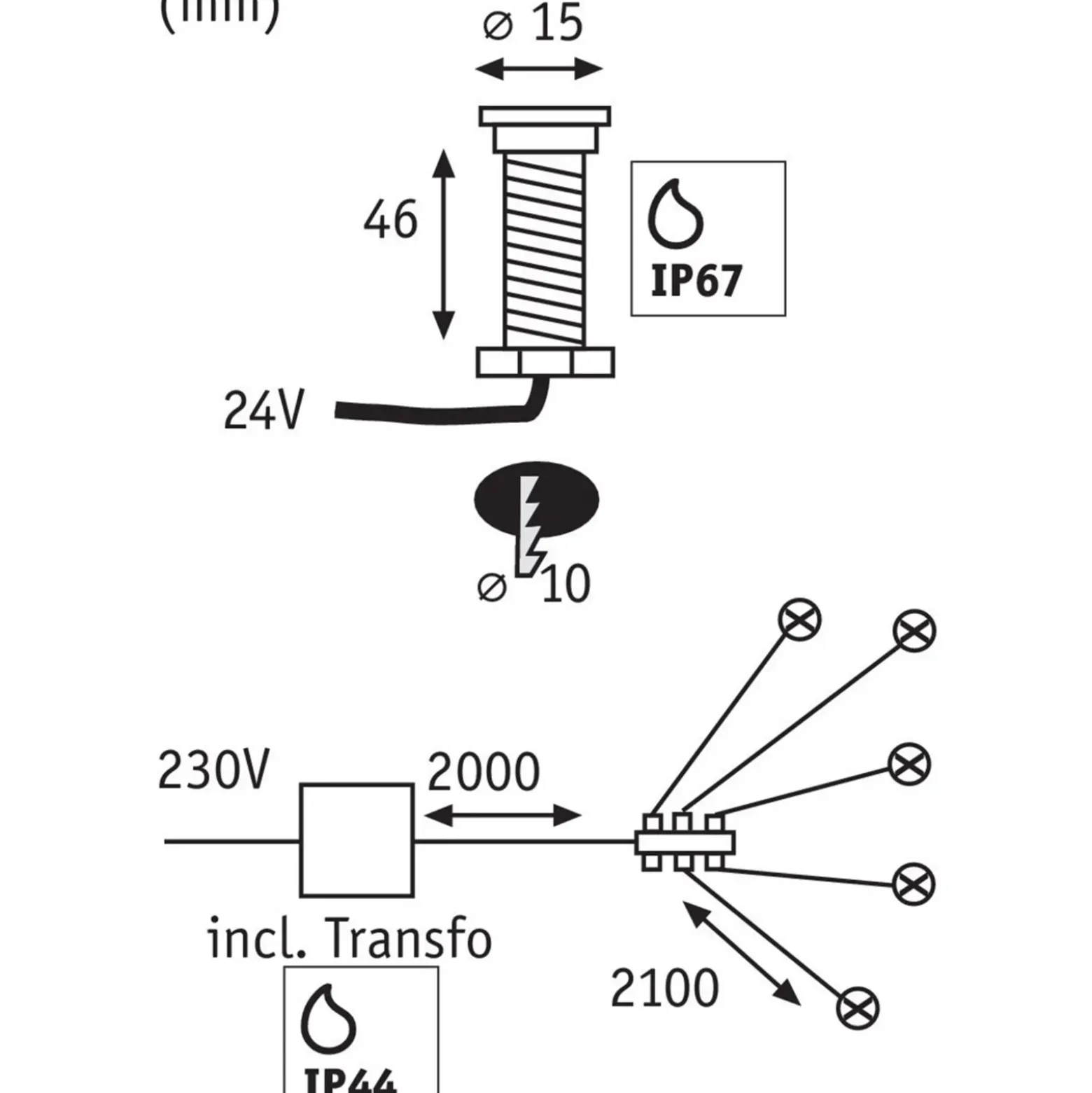 Lámpara empotrable Paulmann Plug & Shine 93695, Basis de 5 unidades