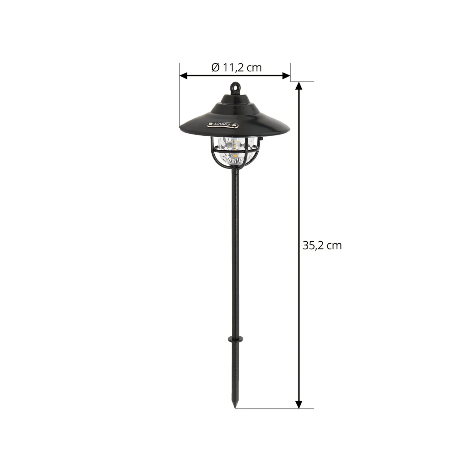 Lámpara exterior LED Lindby Ketil, negra, pica de tierra, batería