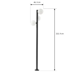 Lámpara exterior LED Lucande Asane, negra, 3 luces, 222 cm, CCT