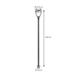 Lámpara exterior LED Lucande Filor, negra, de aluminio, 250 cm