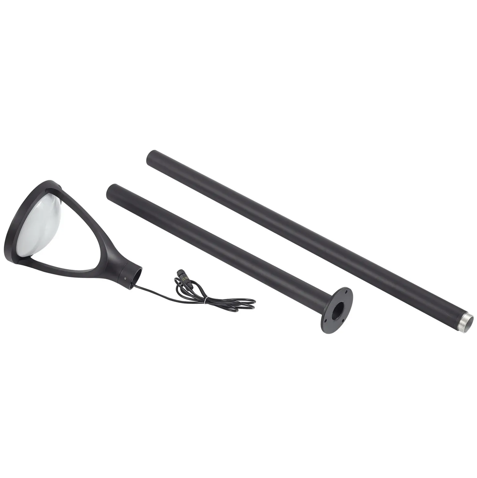 Lámpara exterior LED Lucande Filor, negra, de aluminio, 250 cm
