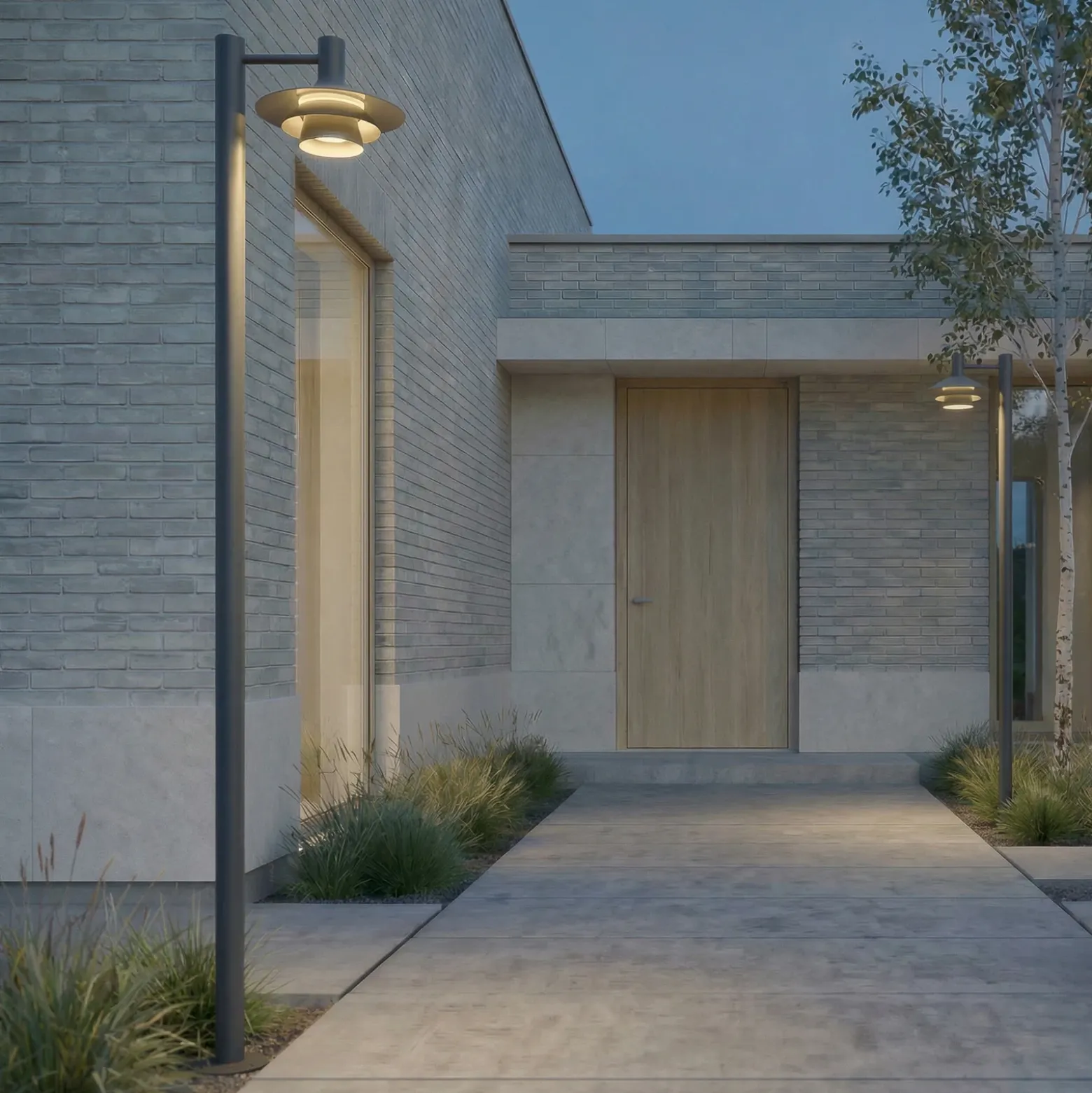 Lámpara exterior LED Lucande Montaro, antracita, 220 cm, IP54