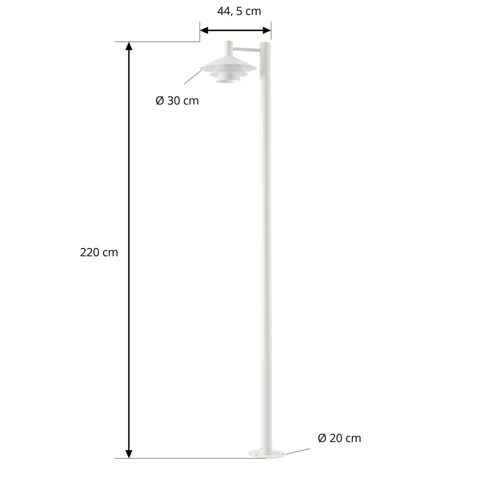 Lámpara exterior LED Lucande Montaro, blanca, 220 cm, IP54