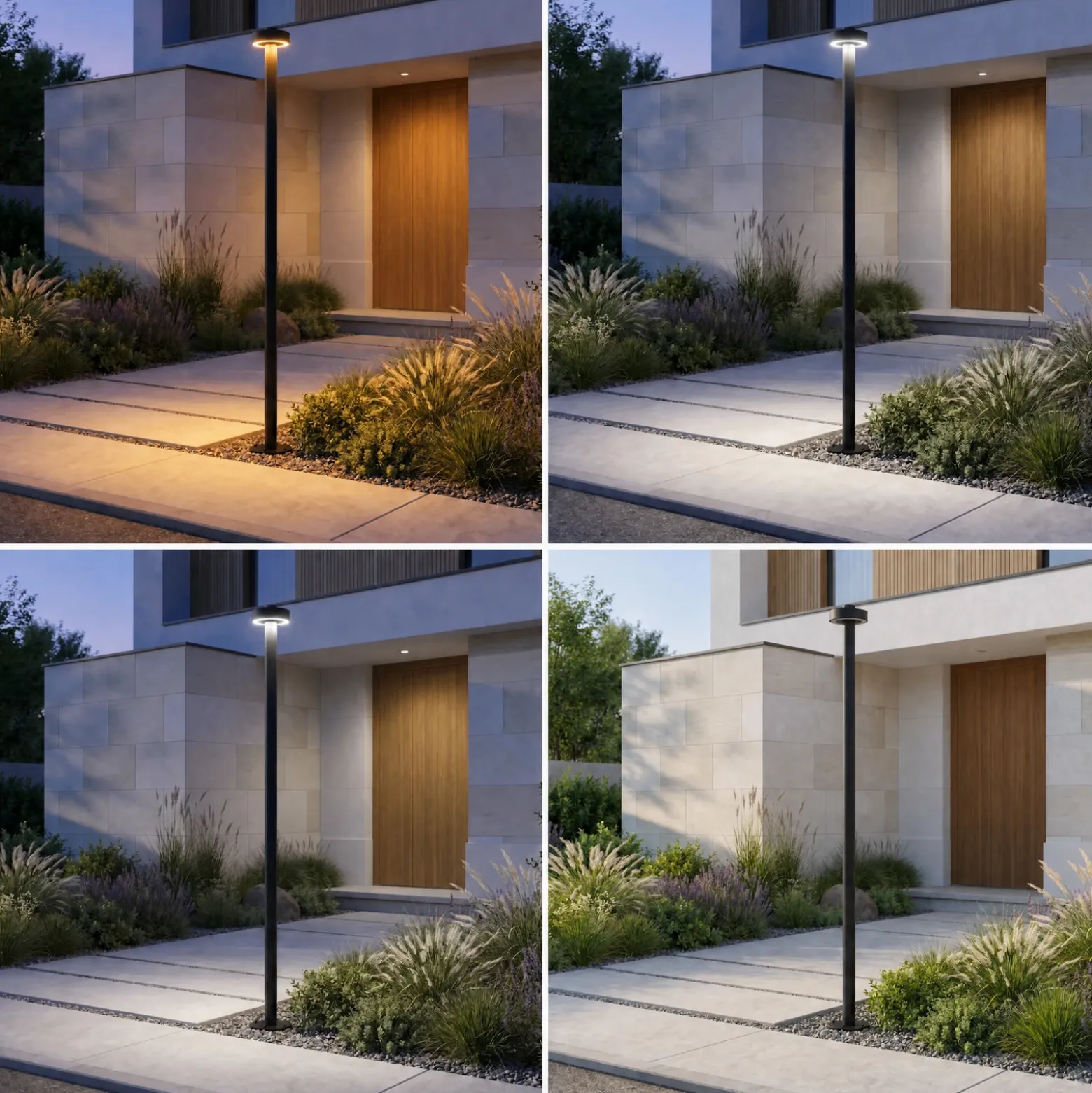 Lámpara exterior LED Lucande Nirella, 200 cm, negra, CCT, IP65
