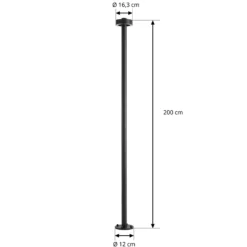 Lámpara exterior LED Lucande Nirella, 200 cm, negra, CCT, IP65