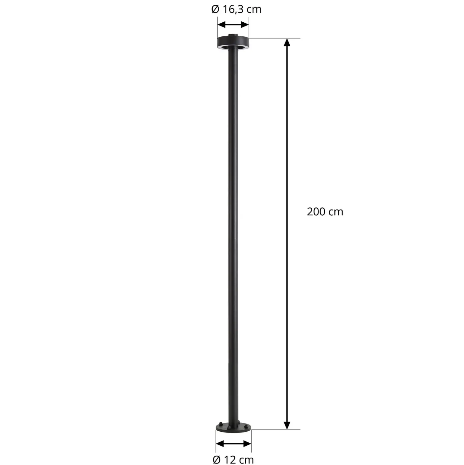 Lámpara exterior LED Lucande Nirella, 200 cm, negra, CCT, IP65