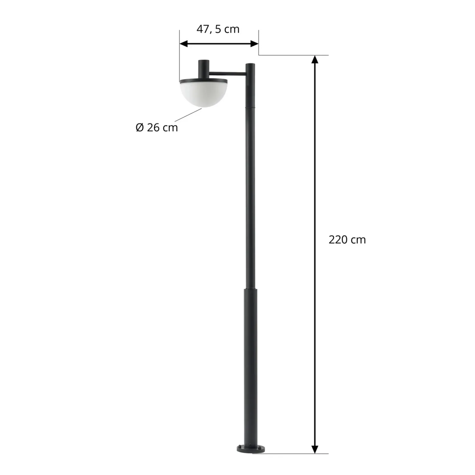 Lámpara exterior LED Lucande Toras, negra, de 1 luz, CCT atenuable