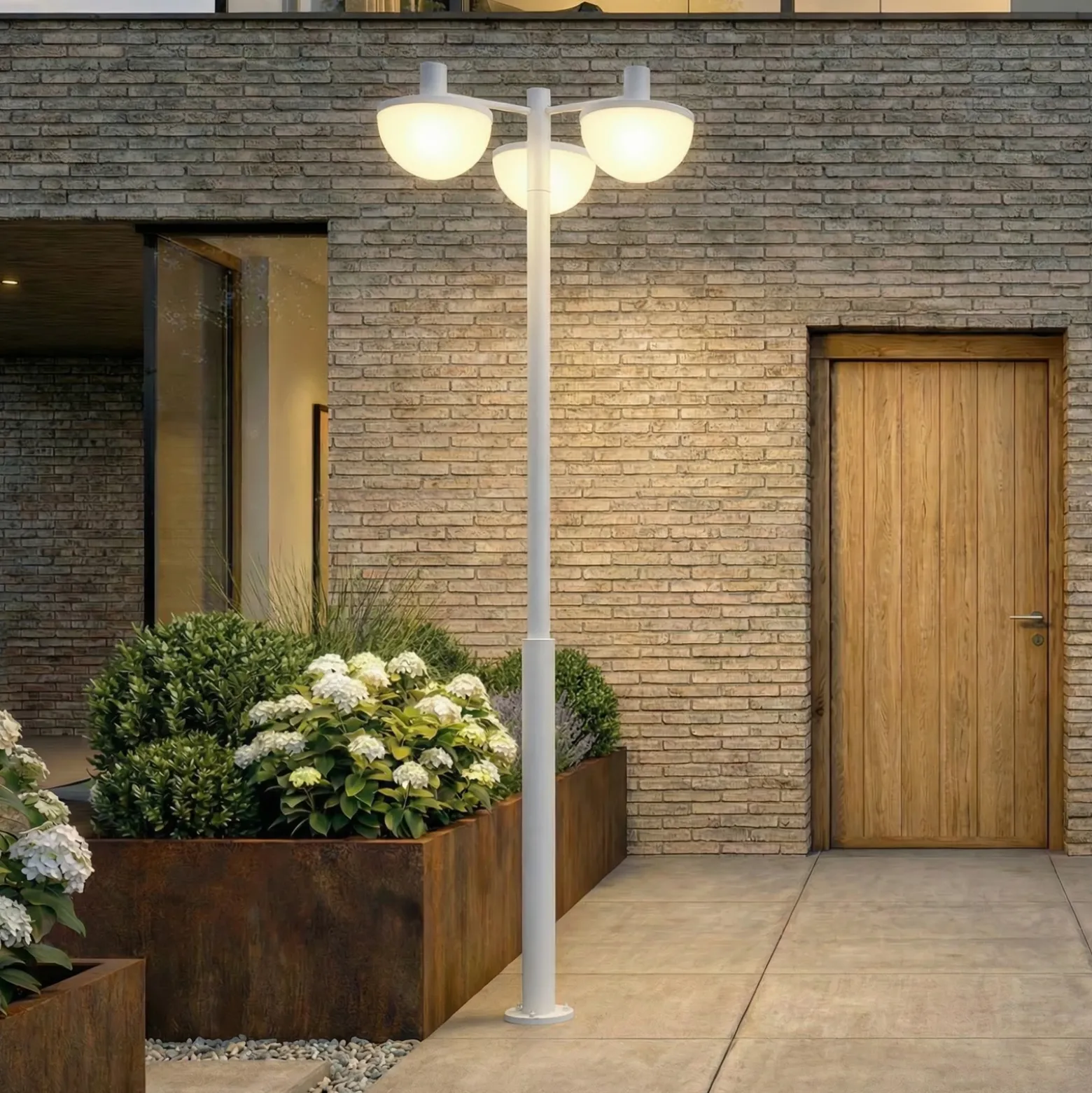 Lámpara exterior LED Lucande Toras, gris claro, 3 luces, CCT atenuable