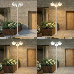 Lámpara exterior LED Lucande Toras, gris claro, 3 luces, CCT atenuable