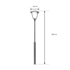 Lámpara exterior LED Lucande Tarasu, gris, 250 cm, aluminio, IP65