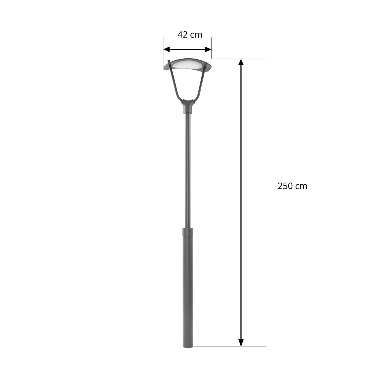 Lámpara exterior LED Lucande Tarasu, gris, 250 cm, aluminio, IP65
