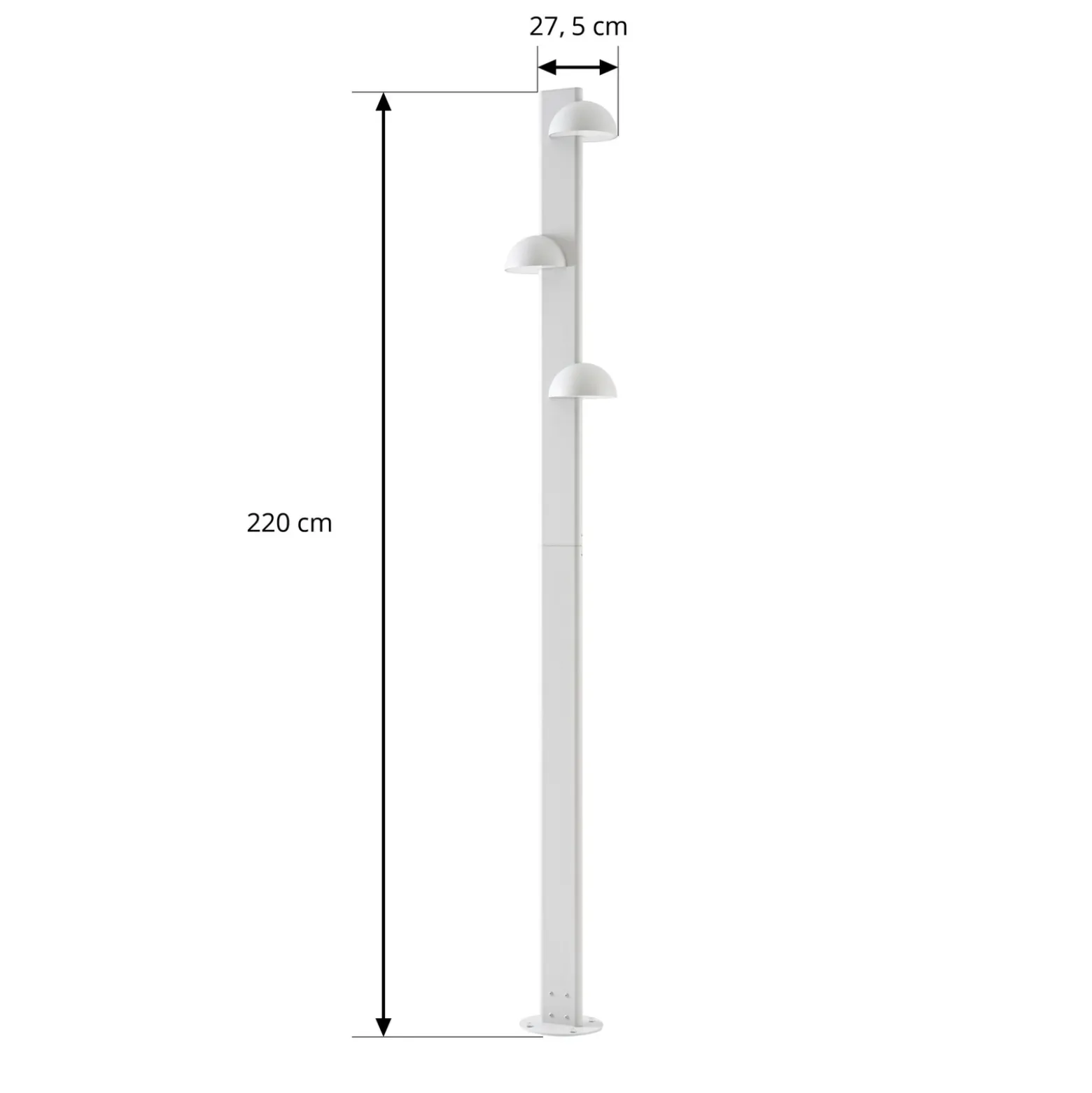 Lámpara exterior LED Lucande Velira, gris claro, 220 cm, 3 luces