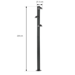 Lámpara exterior LED Lucande Velira, negra, 220 cm, con 3 luces.