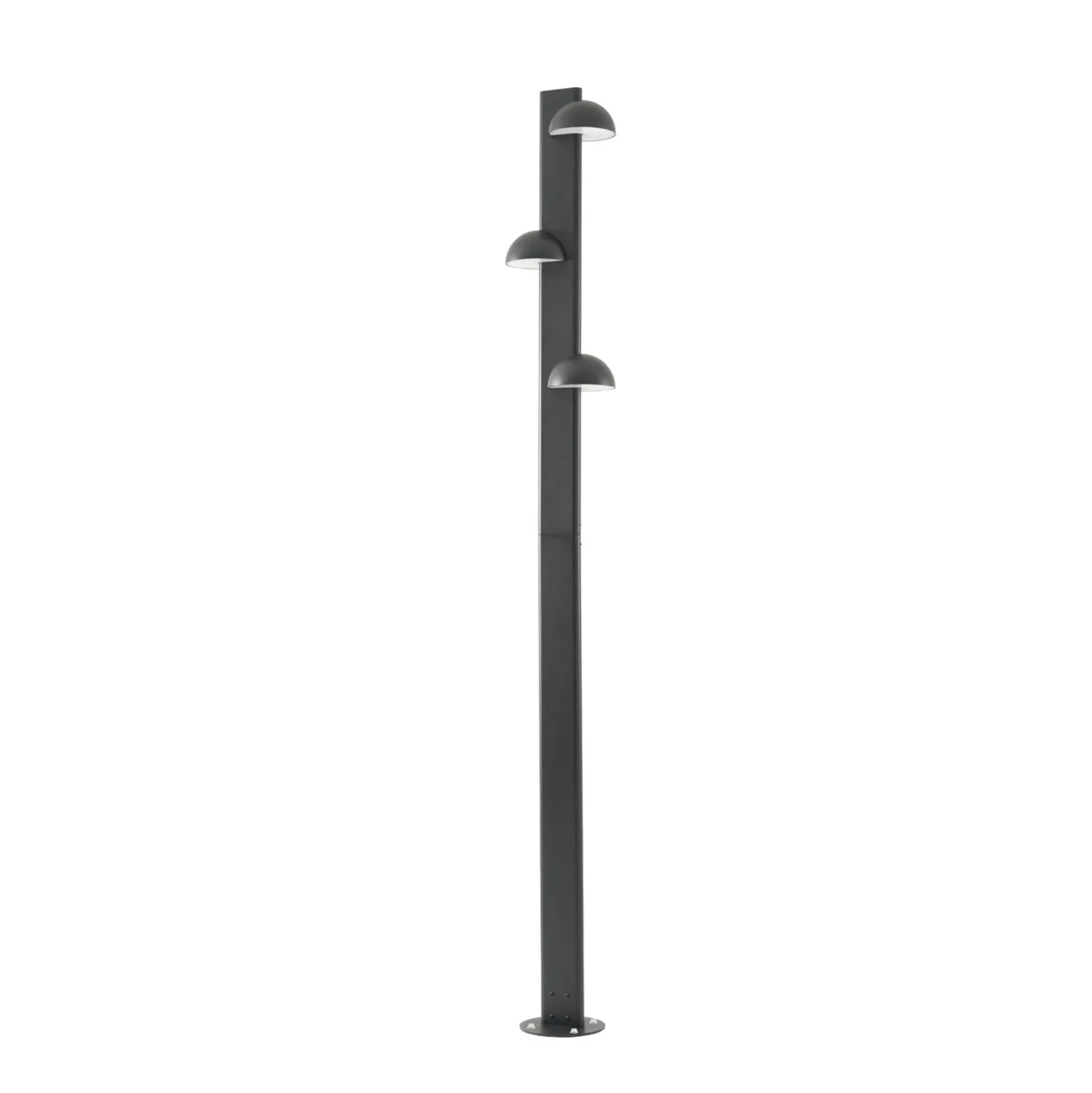 Lámpara exterior LED Lucande Velira, negra, 220 cm, con 3 luces.