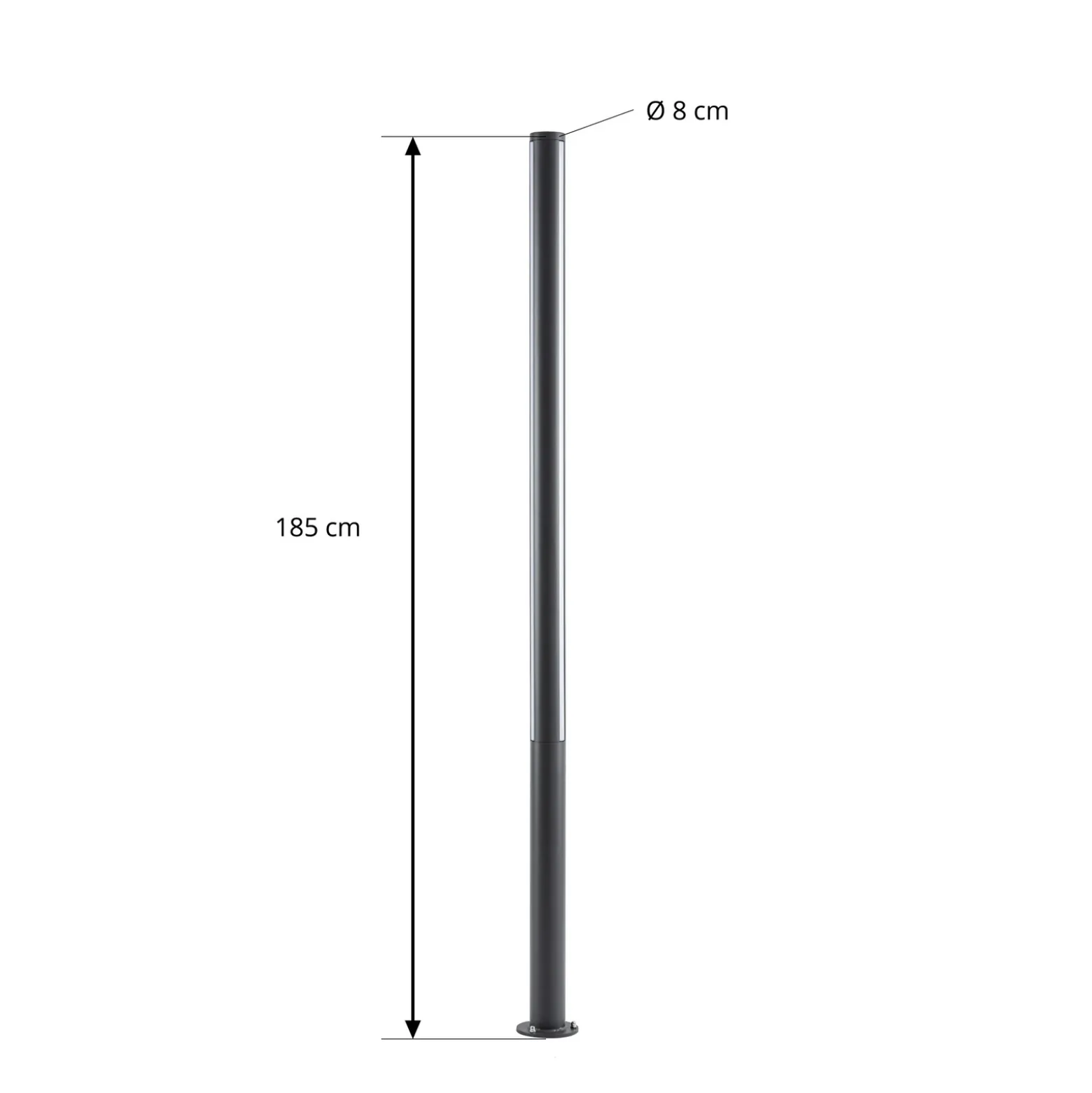 Lámpara exterior LED Lynel de Lucande, antracita, altura 200 cm, IP54
