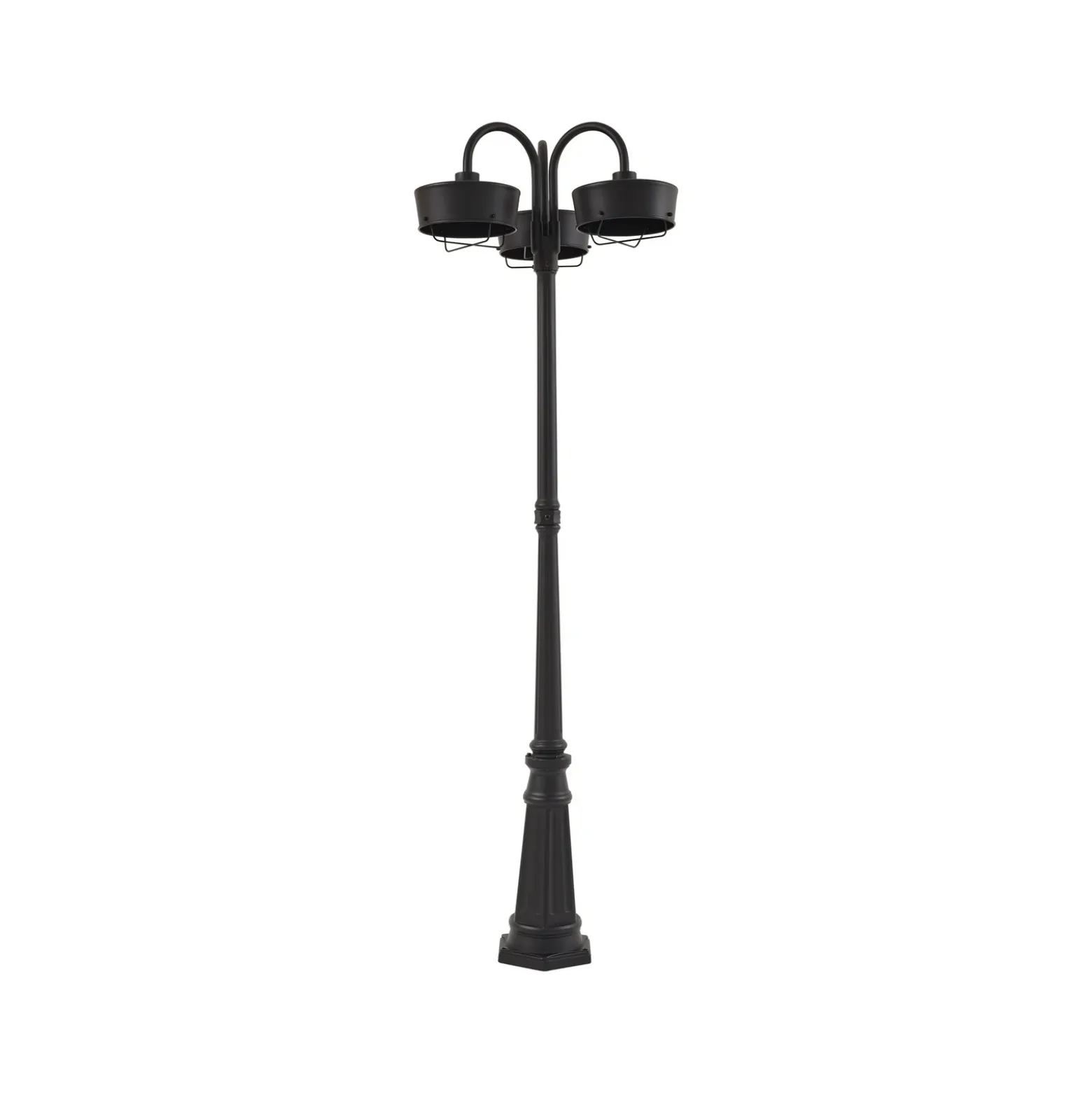 Lámpara exterior LED PRIOS Thorus, 204 cm, negro, 3 luces, IP44