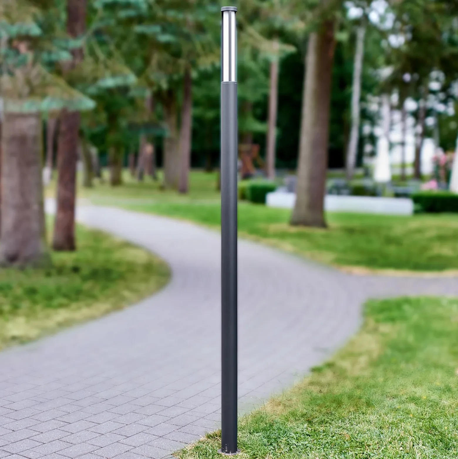 Lámpara exterior LED Sidny de Lucande, 220 cm, antracita, IP54