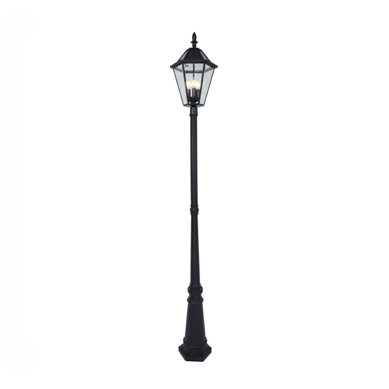 Lámpara exterior LED solar LONDON, negra, altura 227 cm, IP44
