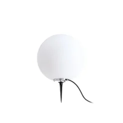 Lámpara globo Lindby Valyra, Ø 30 cm, IP54, pica para fijar en el suelo