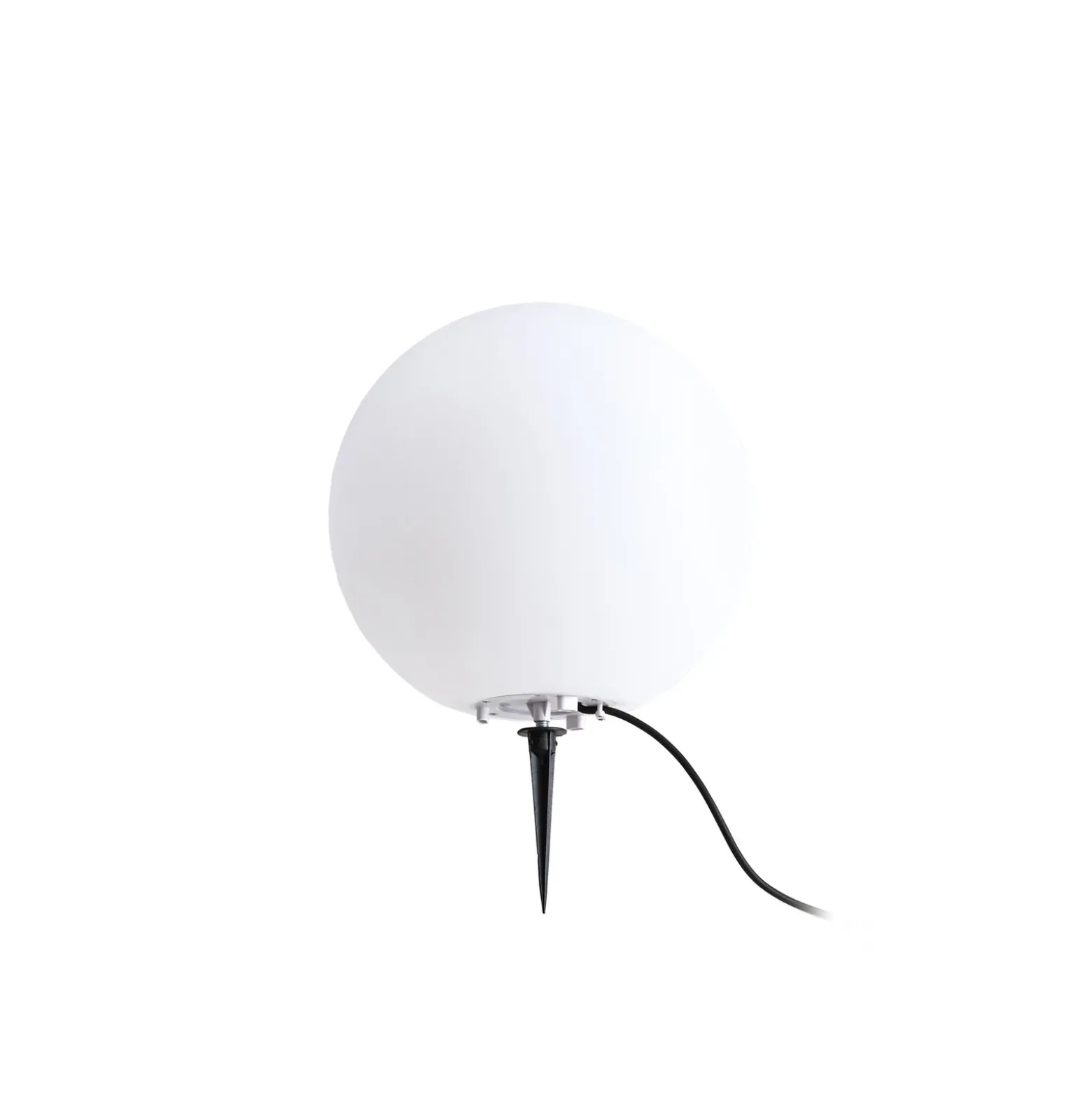 Lámpara globo Lindby Valyra, Ø 30 cm, IP54, pica para fijar en el suelo