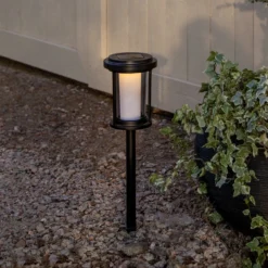 Lámpara LED con pica Alippa, negro, altura 44 cm metal