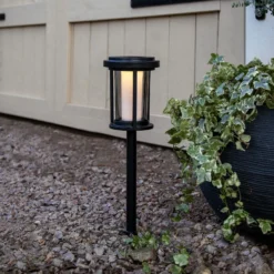 Lámpara LED con pica Alippa, negro, altura 44 cm metal