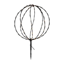 Lámpara LED con pica Esfera, Ø 40 cm, pila metálica negra