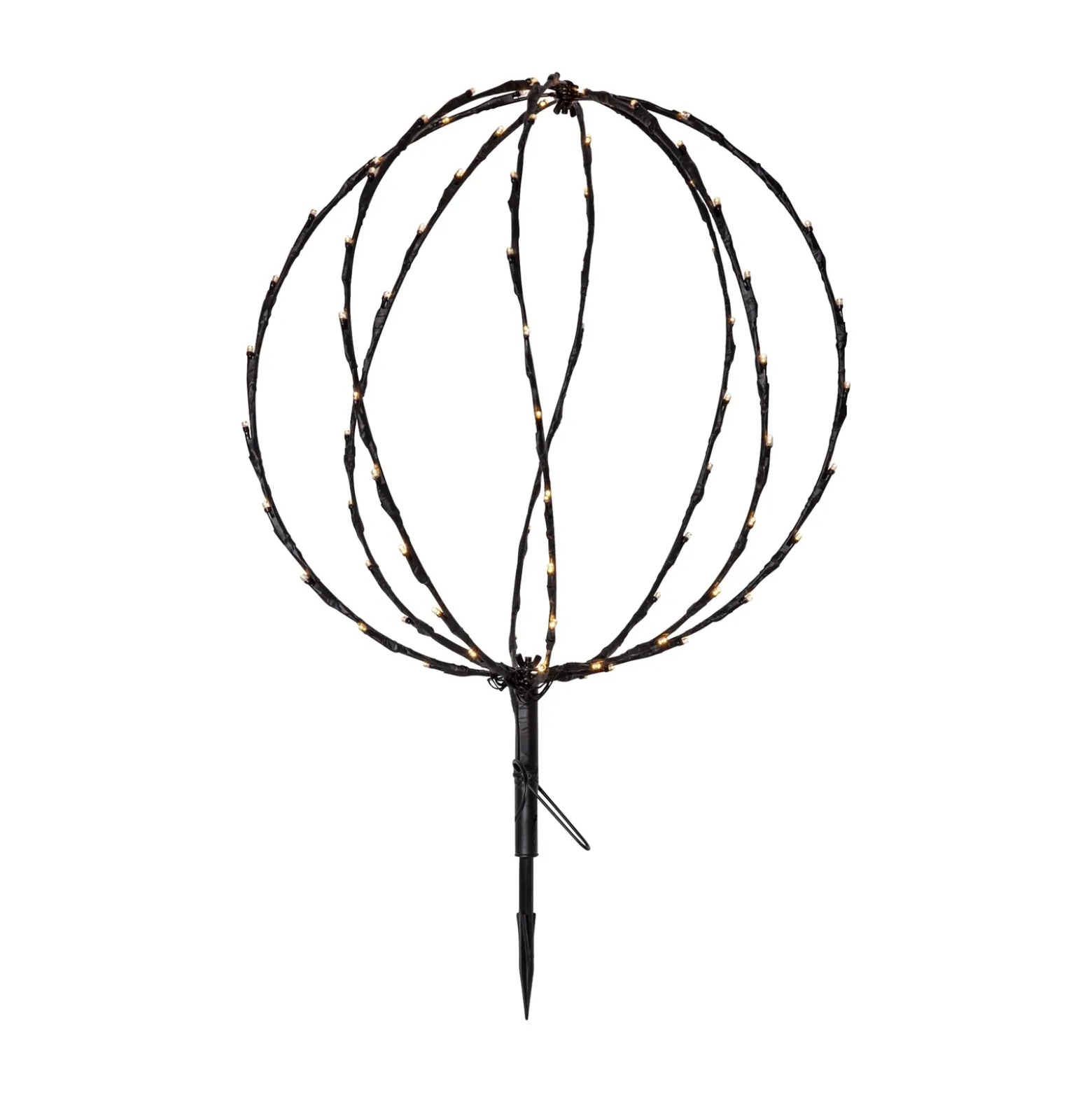 Lámpara LED con pica Esfera, Ø 40 cm, pila metálica negra