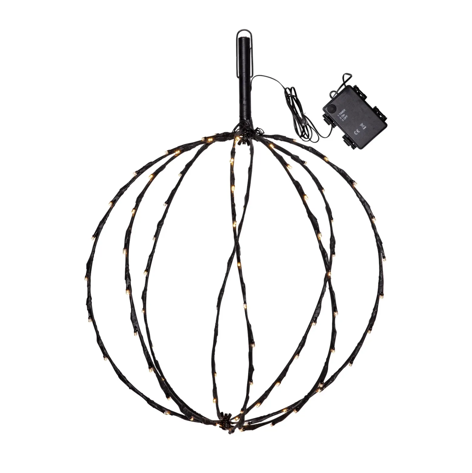 Lámpara LED con pica Esfera, Ø 40 cm, pila metálica negra