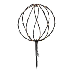 Lámpara LED con pica Esfera, Ø 30 cm, pila metálica negra