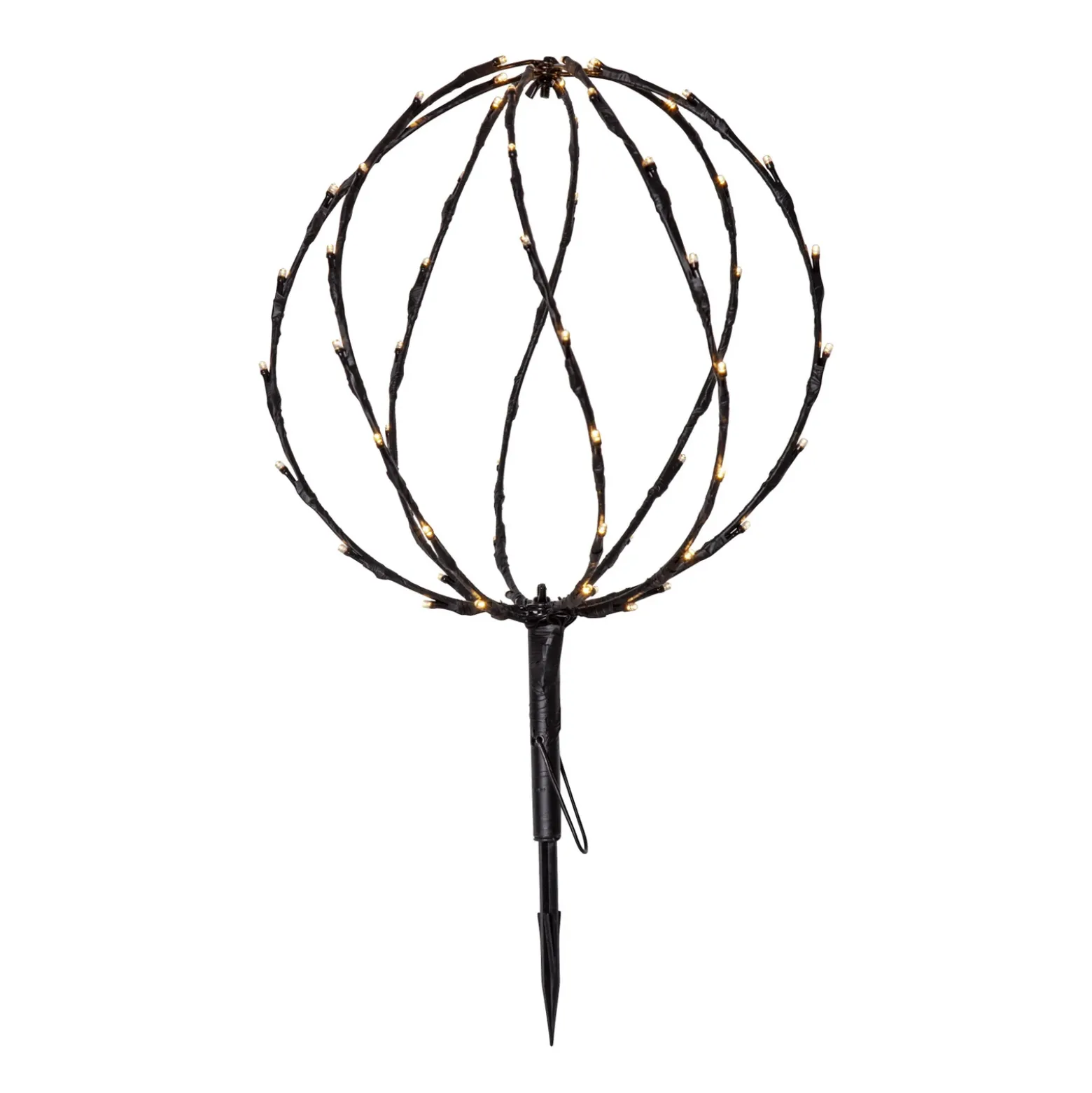 Lámpara LED con pica Esfera, Ø 30 cm, pila metálica negra
