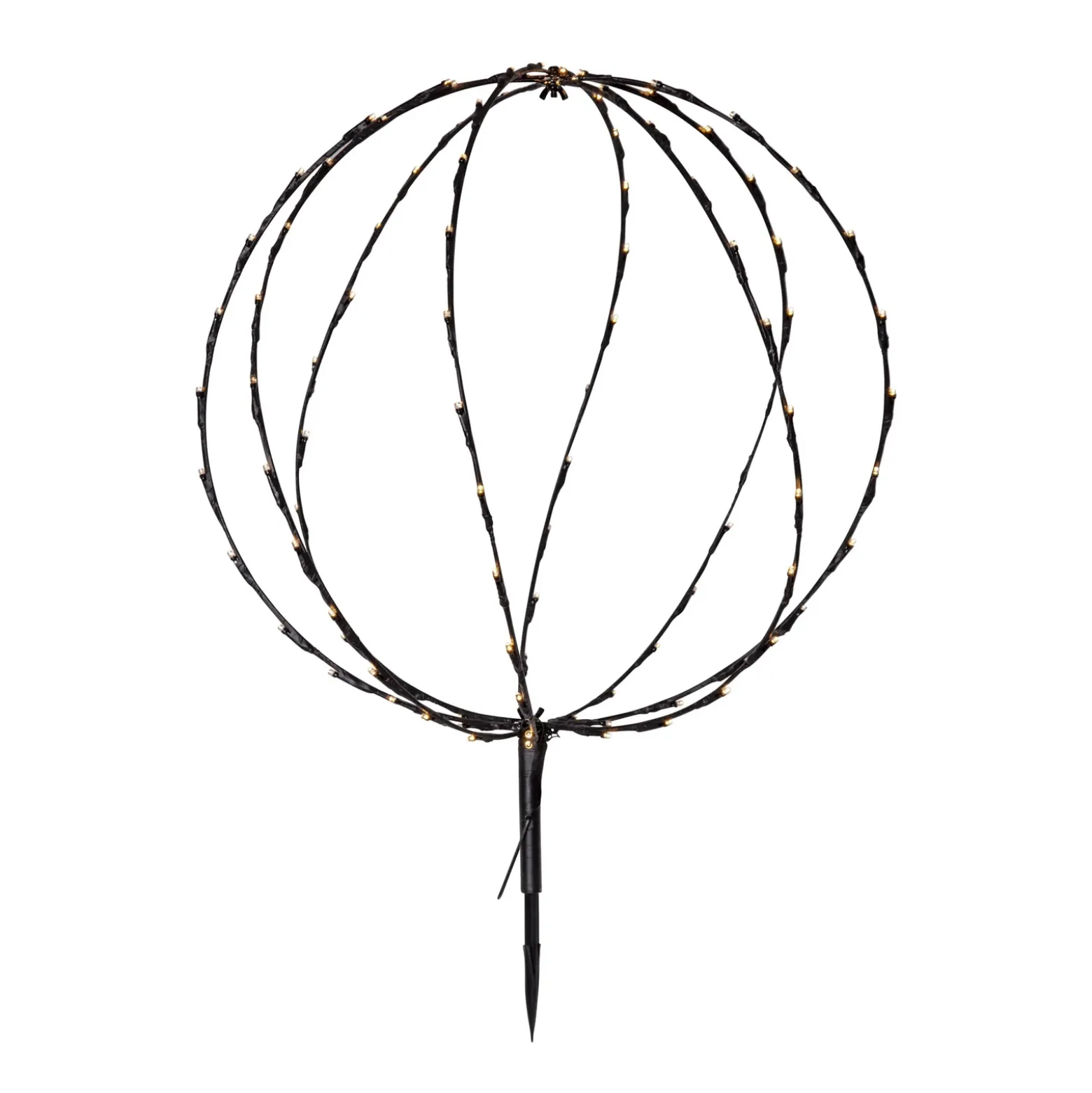 Lámpara LED con pica Esfera, Ø 50 cm, pila metálica negra