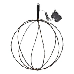 Lámpara LED con pica Esfera, Ø 50 cm, pila metálica negra